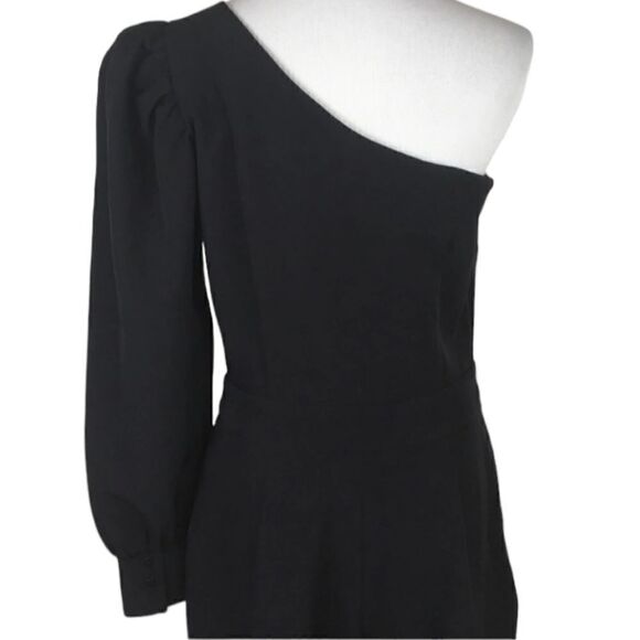 Zara Womens Black One Shoulder Jumpsuit with Puffy Sleeve Sz Small - Picture 6 of 7